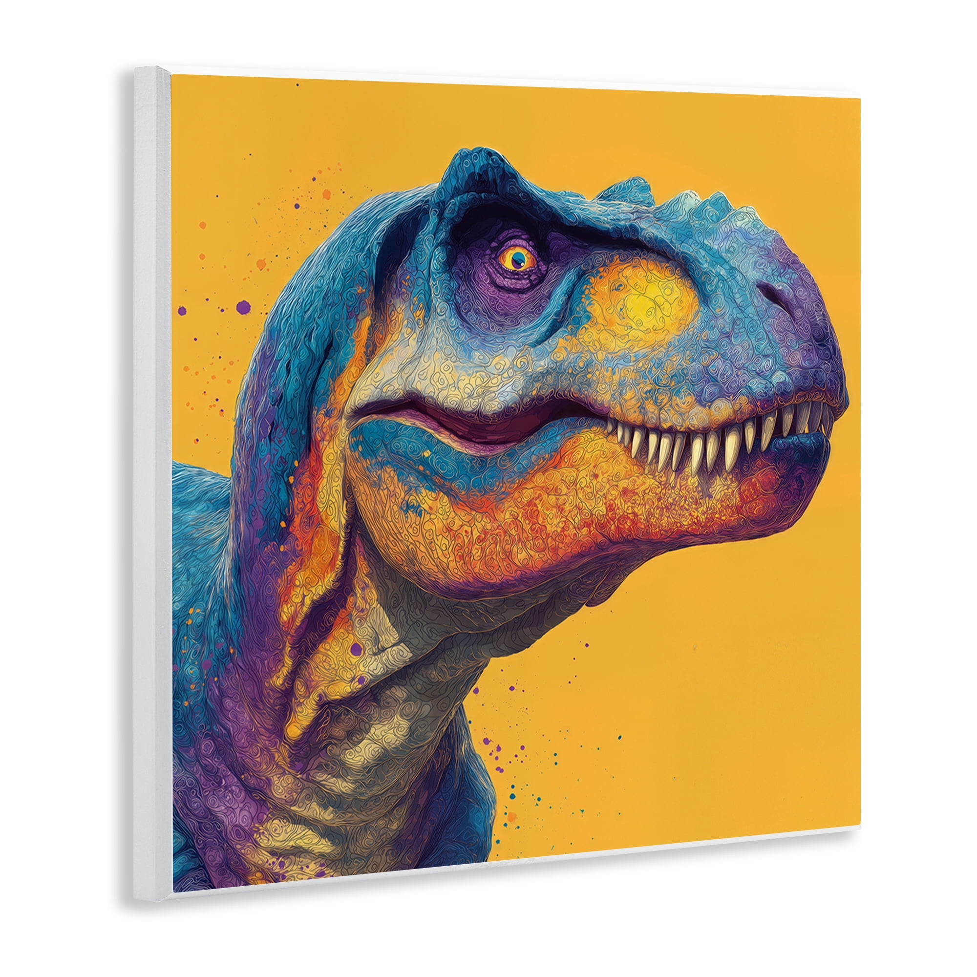 Stupell Industries Vibrant T-Rex Portrait Wall Plaque Art, design by Wumples