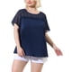 thumbnail image 1 of Plus Size Blouse for Women's Top T Shirt Contrast Panel Dots Summer Short Sleeve Blouse Navy Blue 2X, 1 of 7