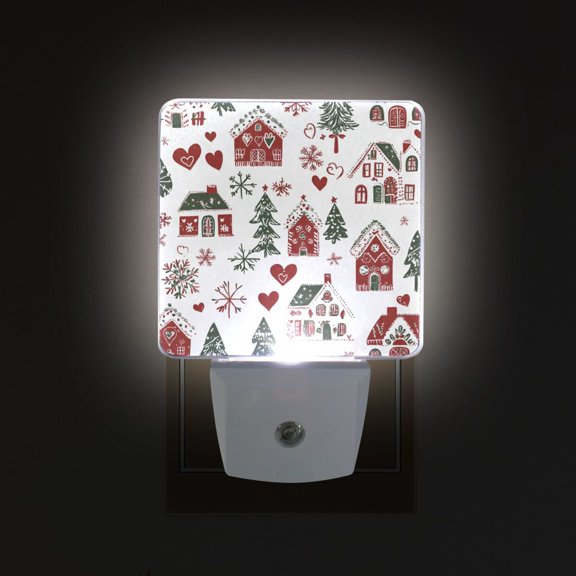 Yayeee LED Plug in Night Light for The Home with Auto Dusk to Dawn Light Sensors, 2 Pack, Red Nordic Christmas