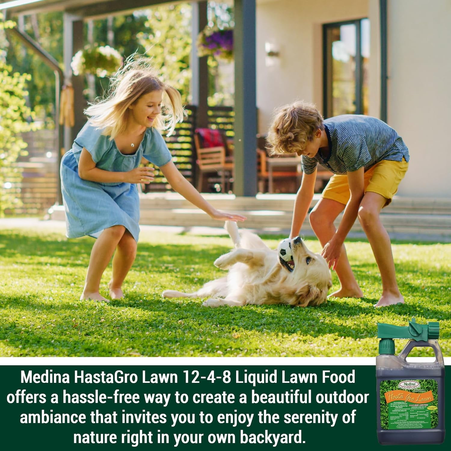 Medina Hasta Gro Lawn Food Fertilizer 12-4-8, Ready-to-Spray, 32 oz.
