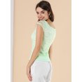 thumbnail image 2 of Blusa de Encaje Frente Fruncido Allegra K para Mujeres Menta Verde L, 2 of 6