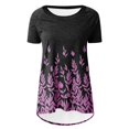 thumbnail image 4 of Fiudx Ofertas Flash Del Día Solo En Línea Top de Cuello Redondo de Manga Corta Raglán Largo con Espalda Corta y Estampado Informal para Mujer, 4 of 5