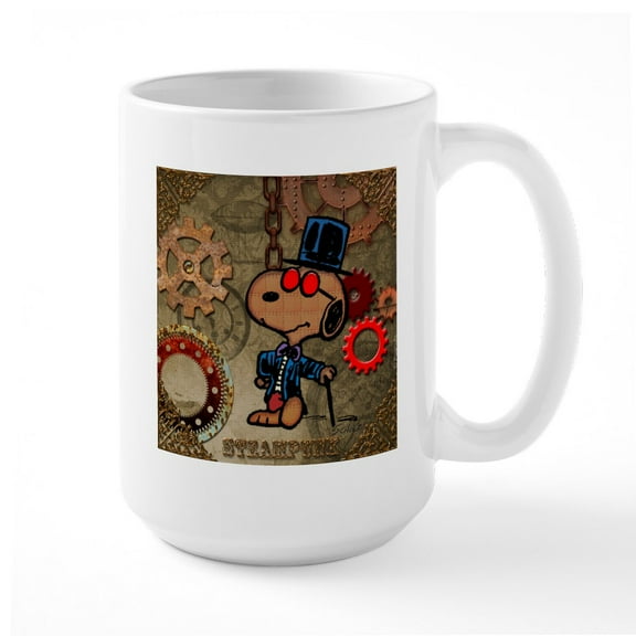 CafePress - Steampunk Snoopy Large Mug - 15 oz Ceramic Large White Novelty Mug
