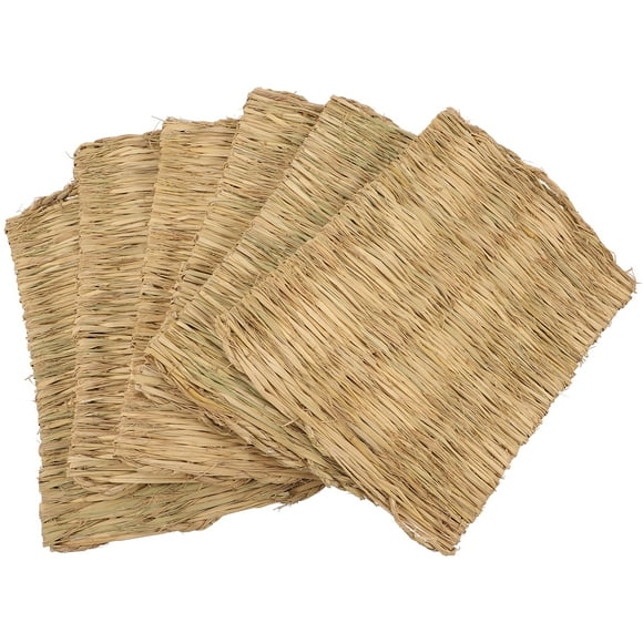 6pcs Chicken Coop Box Pads Woven Grass Rugs Rabbit Grass Mats Natural Grass Pads