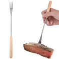thumbnail image 4 of 26.5cm Wooden Handle BBQ Fork Roasting Stick Skewer for Hot Dog Camping Picnic Campfire Accessories, 4 of 9