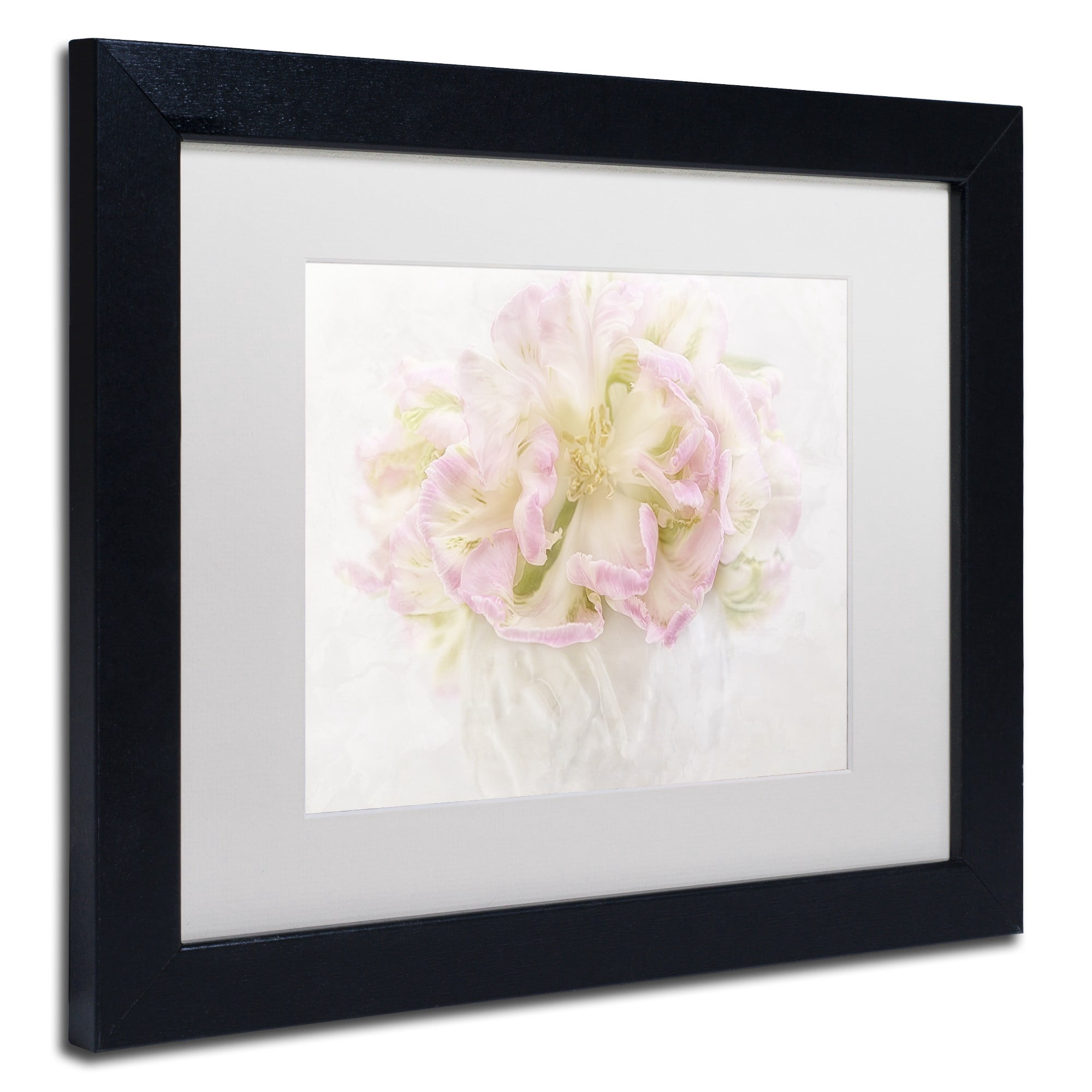 Trademark Fine Art 'Pink Parrot Tulips Bouquet' Canvas Art by Cora Niele, White Matte, Wood Frame