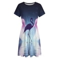 thumbnail image 3 of Flamingo Cosmic Wings Art Dress Fashion Beach Short Sleeve Dresses Female Party Printed Sundress, 3 of 6