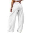 thumbnail image 3 of Hsovts Wide Leg Baggy Barrel Sweatpants Women, High Rise Adjustable Drawstring Elastic Waist, Oversized Sweatpant, Casual Pants With Pockets White L, 3 of 4