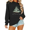 thumbnail image 4 of GUZOM Womens Black Christmas Sweatshirt - 100% Polyester Loose Fit Crew Neck with Festive Christmas Tree Graphic, Casual Holiday Outfit (XS-XL),Size XL, 4 of 8