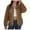 Brown, variant on IROINNID Women's Casual Jacket Coat Turndown Lapel Solid Color Long Sleeve Comfy Button Recreational Coat Tops, Black