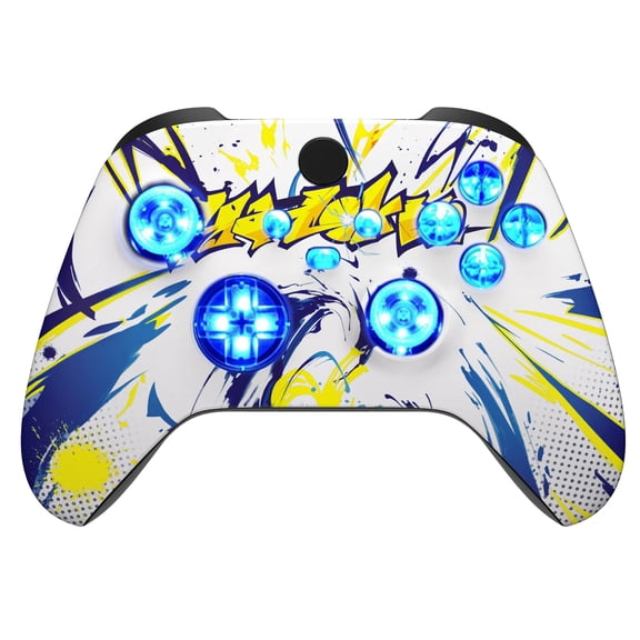 Silent Modz Custom Modded Controller 7 LED Colors Trigger Stopper w/Pro Grips compatible with Xbox Series S, Xbox Series X, Xbox One, and Windows (Street Graffiti)