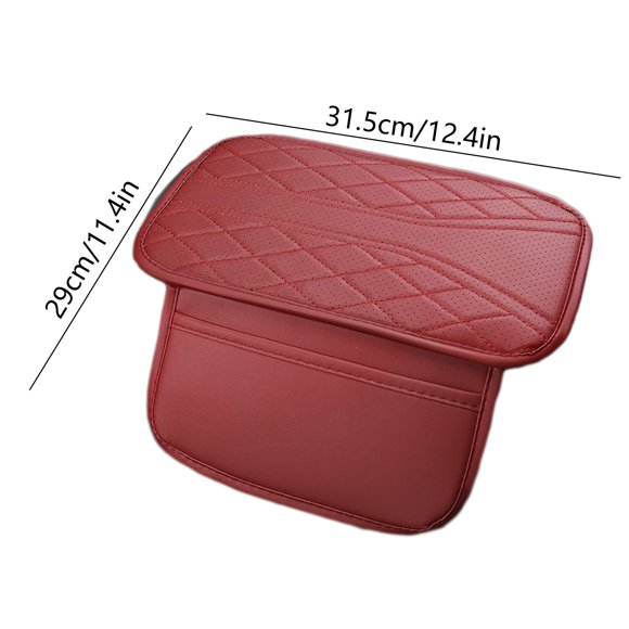 Herunwer Premium Car Center Console Armrest Pad, Quilted Leather Elbow Support Cover with Storage Pocket