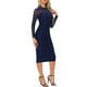 thumbnail image 4 of Vestido de malla INSPIRE CHIC para mujer, con cuello alto, manga larga, vestido de cóctel ajustado, talla XS, azul marino, 4 of 6