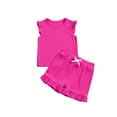 thumbnail image 5 of Girls Summer Knit Clothing Sets Cute Ruffle Trim Tank Tops and Shorts Cute Sleeveless 2 Piece Outfits 3-10 Years, 5 of 6
