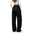 thumbnail image 3 of Temofon Fleece Lined Sweatpants for Women Cotton Wide Leg Soft Lounge Pants Black Comfy Womens Sweatpant with Pockets M, 3 of 8