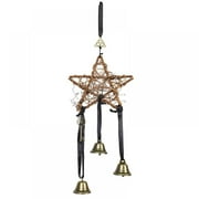 Brand Clearance!!Five-pointed Star Witches Bells Pentagram Witch Rattan Bells Protective Door Hanging Witches Bell to Block Negative Energy Hanging Witches Bell for Home Outdoor Indoor Decoration