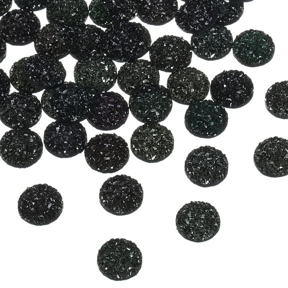 Uxcell 60 Pcs Rhinestone Flat Back Faux Druzy Crystal Diamonds Resin Embellishments Trims Beads for Jewelry Making Crafts, Black