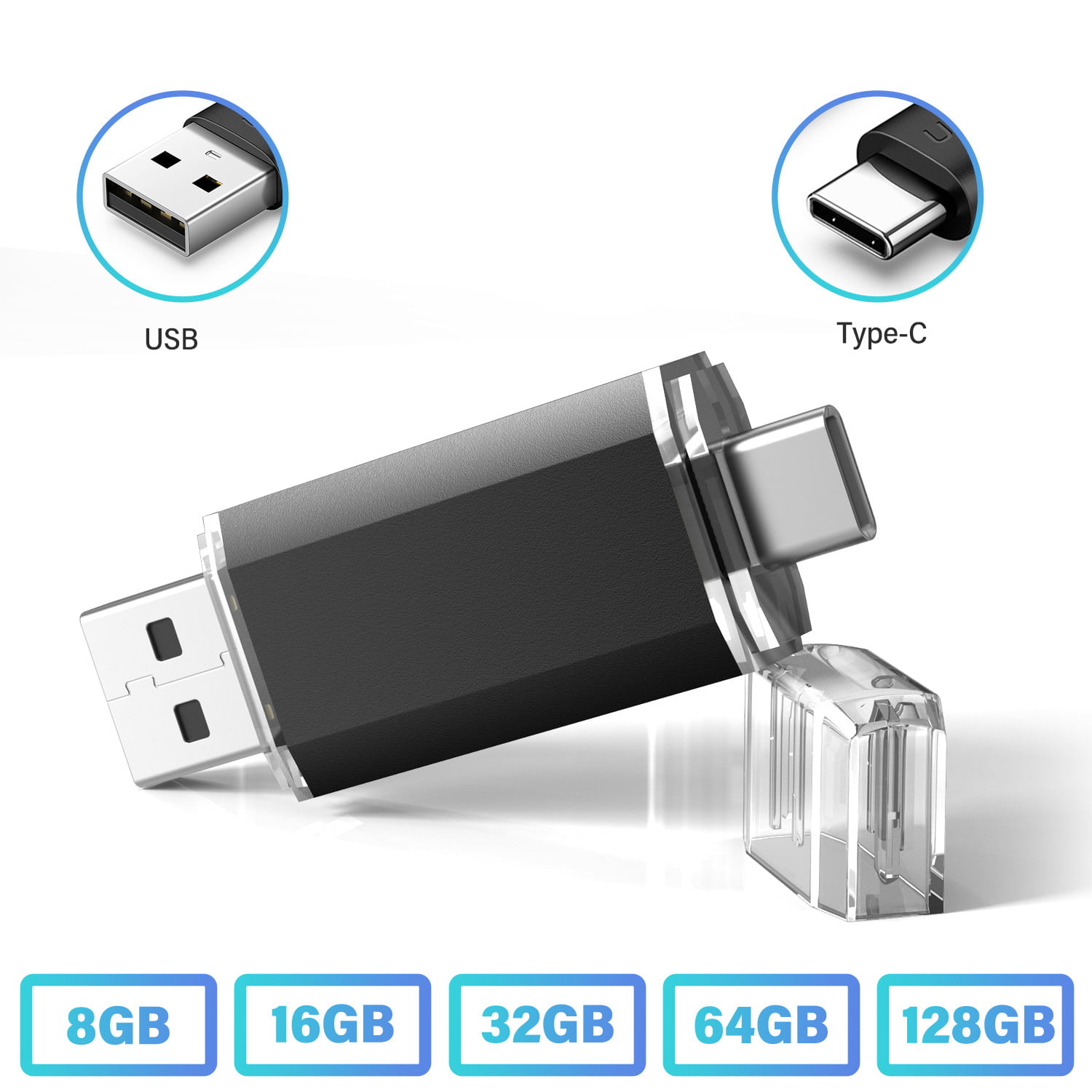 SSK 128GB USB C Flash Drive 150MB/s Transfer Speed Dual Connectors 2 in 1 Type C+USB 3.1 Thumb Jump Drive Memory Stick Thunderbolt 3 Compatible for Android Phone,Macbook/Pro/Air,and more