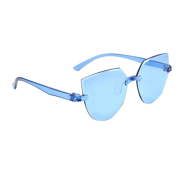 Gafas de sol retro sin marco para mujer, con degradado irregular, sin montura, protección UV para azul degradado