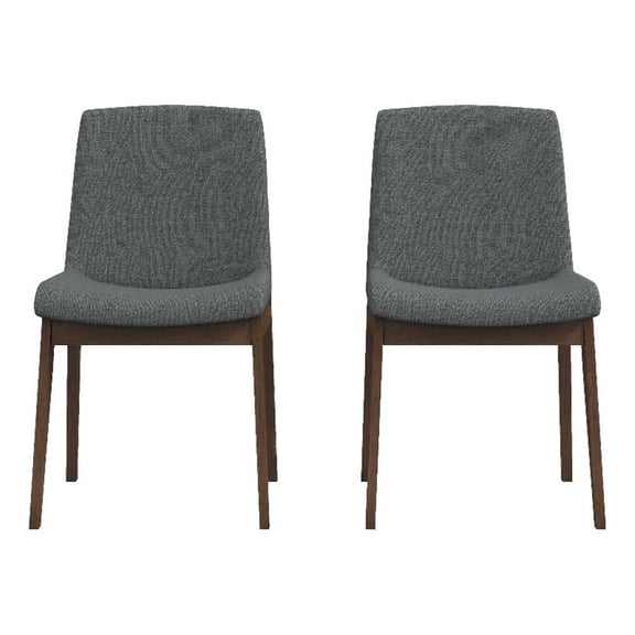Levi Mid-Century Polyester Blend Fabric Dining Chair in Dark Gray (Set of 2)