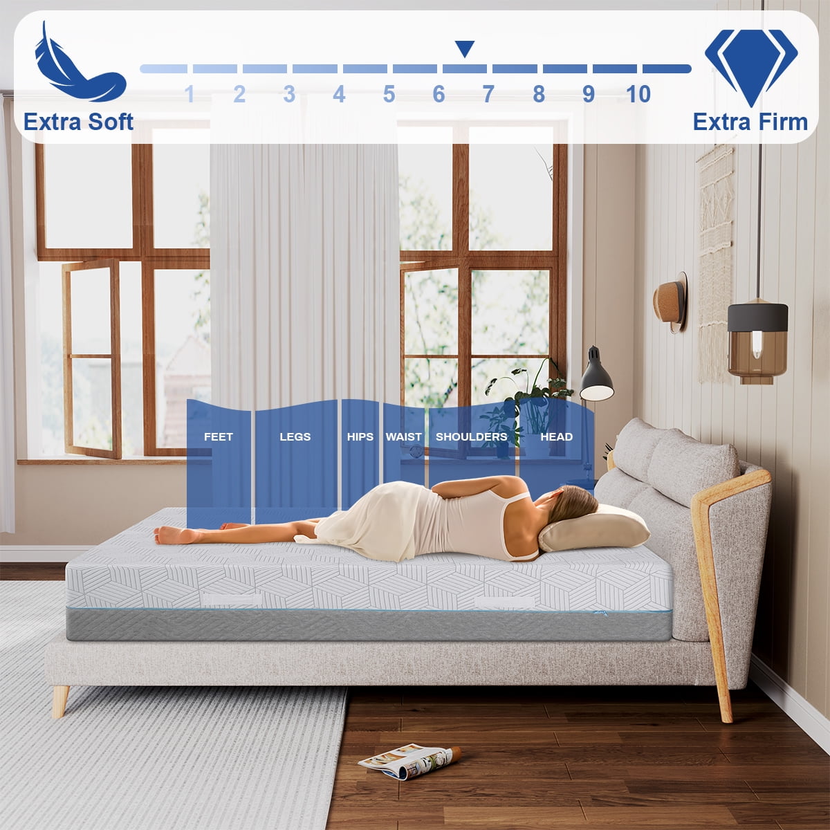 Firm Mattress 12 Inch Queen Size with Ice Silk Cover, Premium Cooling Green Tea/Gel Memory Foam Mattress in A Box, Medium Firm to Firm Bamboo Bed Mattress for Back Pain, CertiPUR-US, in USA, 60"x80"