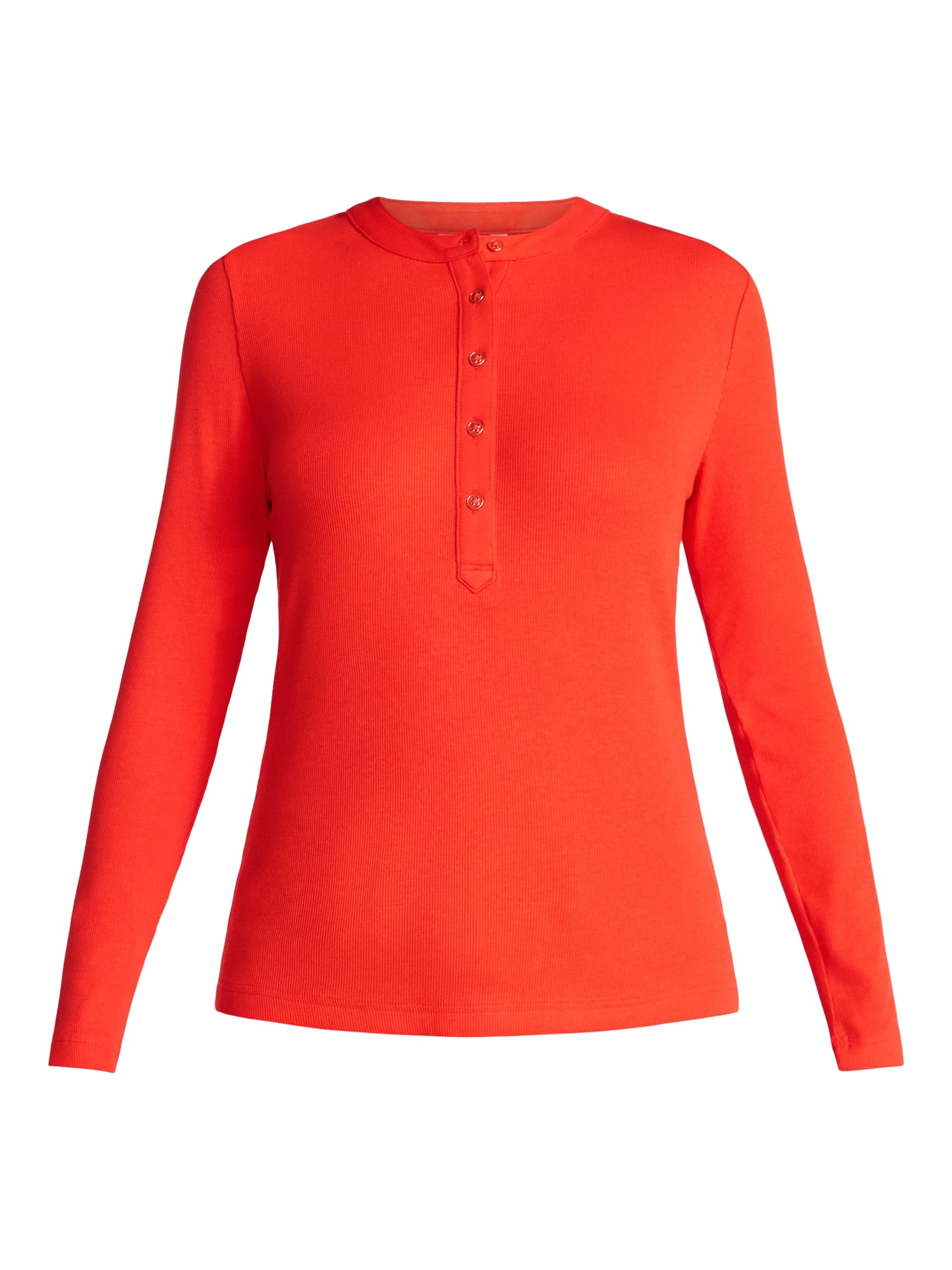 Time and Tru Women's Ribbed Henley with Long Sleeves, Sizes XS-XXXL