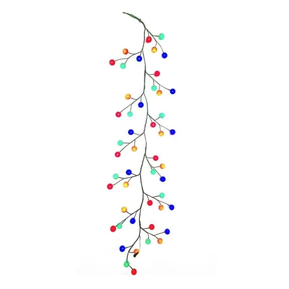 Kurt Adler 6-Foot Green Garland with 48 Multicolor LED Ball Lights - N/A