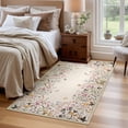 thumbnail image 5 of Wonnitar 4'x6' Floral Area Rugs for Living Room, Washable Rugs for Bedroom Beige Vintage Throw Rugs for Dining Room Sunroom Home Office, Soft Non Slip Stain Resistant, 5 of 8