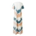 thumbnail image 6 of OVINYER Dress Women Casual Loose Short Sleeve V-Neck Slit Tie Dye Long Dress Trendy Chic Sundress, 6 of 6