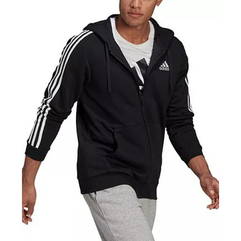 korroderer Sanders Waterfront Adidas BLACK Men's Essentials Fleece 3-Stripes Full-Zip Hoodie, US Medium -  Walmart.com