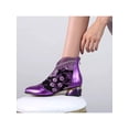thumbnail image 5 of Frontwalk Womens Ankle Boot Rhinestone Dress Shoes Embroidered Flowers Winter Boots Wedding Fashion Booties Women Chunky Heel Purple 6, 5 of 5