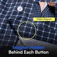 thumbnail image 4 of Joe & Bella Magnetic Button Shirt for Men, Adaptive Clothing for Men - Magnetic Closure Dress Shirts - Long-Sleeve, Tailored Fit, Hidden Magnets, Easy One-Hand Dressing, Stretch Cuffs, Navy - Small, 4 of 6