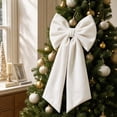 thumbnail image 5 of Large Velvet Christmas Bow, 17.72 x 33.46 inch Extra Long Wreath Bow with Long Streamers, Oversized Holiday Tree Decoration for Front Door and Party, White, 5 of 8