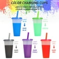 thumbnail image 6 of 7 Pcs Plastic Tumblers Bulk with Lids | Straws for Adults Kids 24 oz Reusable Boba Drinking Cups Reusable Ice Cold Color Changing Cups, 6 of 9