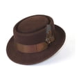thumbnail image 2 of Mens Bruno Capelo Dress Hat Australian Wool Crushable Pork Pie Jazz PP101 Brown, 2 of 4