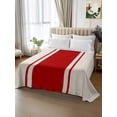 thumbnail image 2 of Twin XL Flat Sheet 66"x102", Red Vintage Soft Lightweight Bedding Flat Sheets Only, Geometric Stripes Simple Lines Brushed Microfiber Top Bed Sheet, Breathable StainResistant Bedsheets, 2 of 9