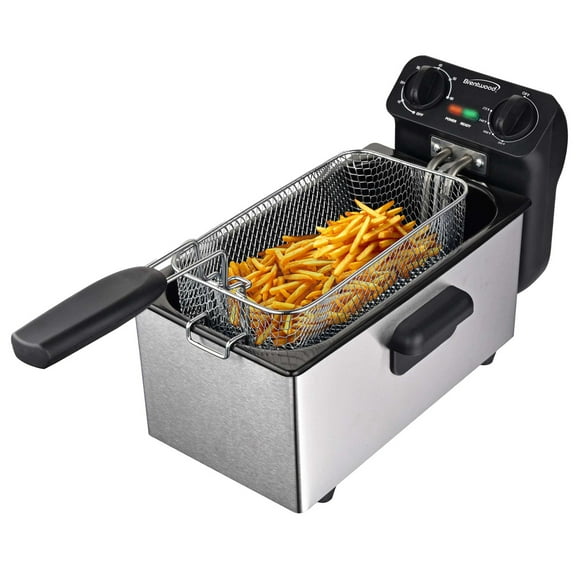 Brentwood 1,500-Watt 12-Cup Electric Stainless Steel Deep Fryer, Black, DF-730S