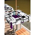 thumbnail image 2 of Outdoor Tablecloth with Umbrella Hole for Patio/Picnic/Party/Camping, Purple Geometric Waterproof Table Cloth Square Cover Washable, Black Grey Abstract Striped Modern Art (54"x 54"), 2 of 8