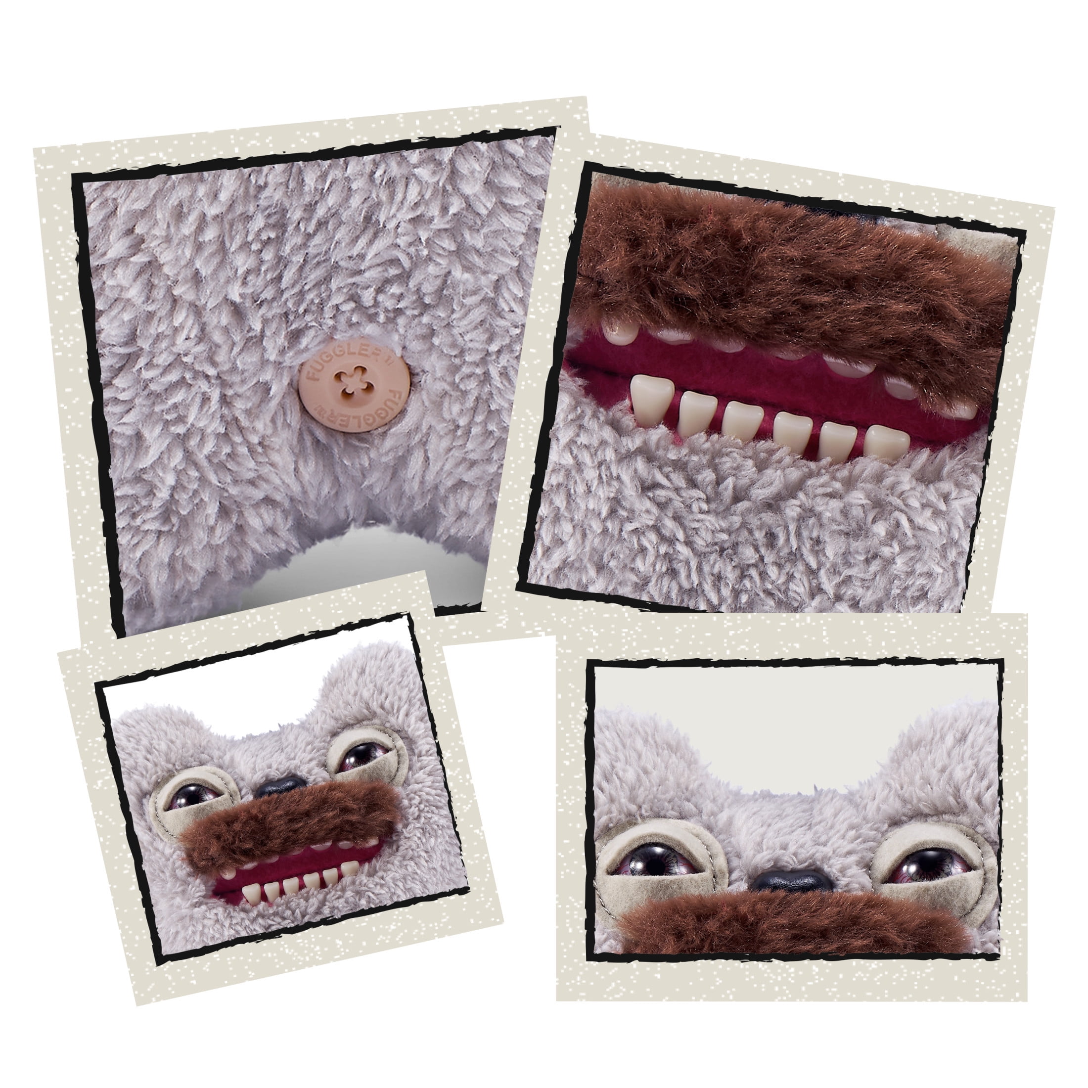 Fuggler Hairy Fuggs 9-inch Series 1 (Old Tooth - Moustache - Grey) by ZURU, Funny Ugly Monster Plush Toy