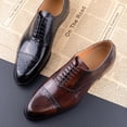 thumbnail image 2 of Business Brogue Shoe Men's Cowhide Oxfords New Style Handmade Formal Men's Wedding Party Lace-up Pointed Dress Shoes Black 8, 2 of 4