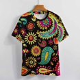 thumbnail image 3 of Vibrant Paisley Floral Colorful Pattern Design Women's Short Sleeve T-Shirt Crew Neck Casual Summer Trendy Loose Fit Tops, 3 of 6