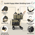 thumbnail image 3 of XunKA Foldable Double Pets Stroller for Dogs and Cats, Double Strollers with Detachable Carriers Foldable Pet Travel Jogger Stroller Removable Cat Carrier Bag for Small Medium Dogs Up to 60Lbs,Green, 3 of 10