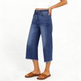 thumbnail image 7 of Capri Jeans for Women Wide Leg High Waisted Effortless Flow Pull On Stretchy Denim Elastic Waist Pants with Pockets, 7 of 7