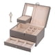 thumbnail image 1 of Caja de almacenamiento de joyas para el hogar Caja de joyería de cuero PU impermeable Partición de doble capa Organizador de adornos de gran capacidad gris, 1 of 5