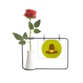 thumbnail image 1 of Thanksgiving Day Formal Hat Pattern Artificial Rose Flower Hanging Vases Decoration Bottle, 1 of 3