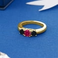 thumbnail image 4 of Gem Stone King 1.04 Ct Round Red Created Ruby Black Onyx 18K Yellow Gold Plated Silver Ring (Size 5), 4 of 4