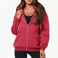 thumbnail image 6 of Fanxing Clearance Jacket for Women, Full Zipper Plus Size Hooded Sweatshirt Pure Color Zip Up Hoodies Jackets Coat Ladies Fashion Cardigans with Pocket, 6 of 6