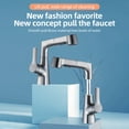 thumbnail image 3 of Tignapoo 360° Rotating Pull-Out Kitchen Faucet with Ceramic Valve Core, 60cm Retractable Hose, Gravity Ball Retraction, Silver Finish, Universal Fit for Bathroom Sink and Basin, 3 of 6