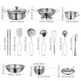 thumbnail image 2 of HLONK 16Pcs Play Pots And Pans Kids Toy Set Stainless Steel Anti-Fall Cookware Pots And Pans Set Educational Kitchen Cooking Utensils For Toddlers & Children, 2 of 7