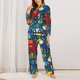 thumbnail image 2 of Fotbe Vehicles Cartoon with Funny Drivers Conjunto de Pijama de Manga Larga para Mujer con Estampado, Ropa de Dormir de 2 Piezas, Conjunto de Casa Suave y Cómodo con Bolsillos-Small, 2 of 7